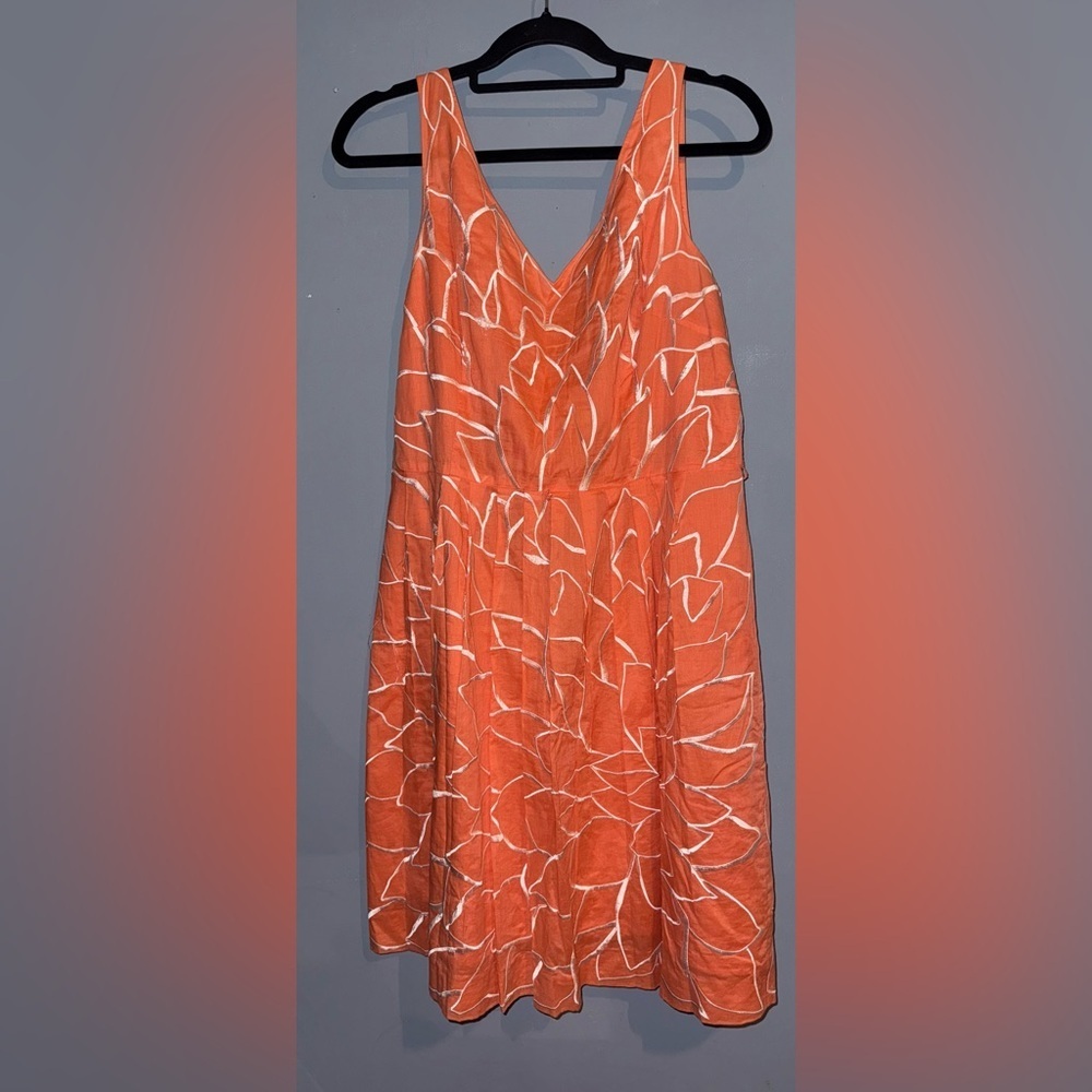 ANTONIO MELANI Orange and White Floral Midi Dress